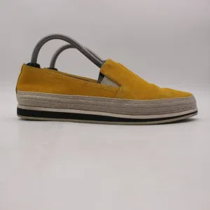Prada Espadrille Slip On Shoes Women's Size EU 39 Comfort Yellow Suede Loafers