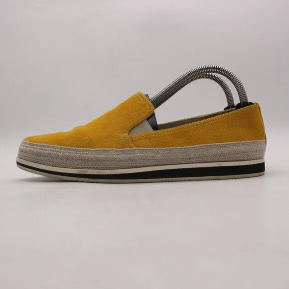 Prada Espadrille Slip On Shoes Women's Size EU 39 Comfort Yellow Suede Loafers