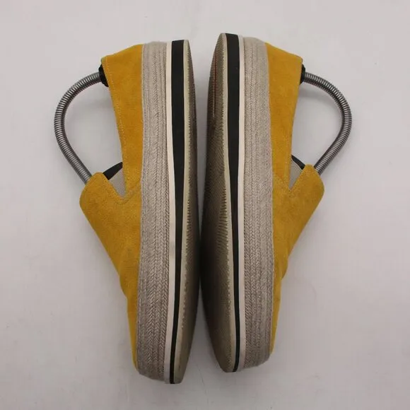 Prada Espadrille Slip On Shoes Women's Size EU 39 Comfort Yellow Suede Loafers