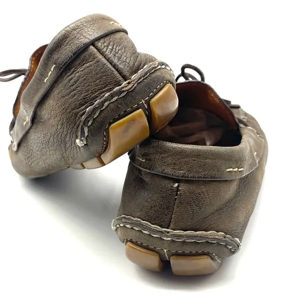 PRADA MENS BROWN GREY SUEDE LEATHER BOW DRIVING LOAFER CASUAL WALKING SHOES 6.5