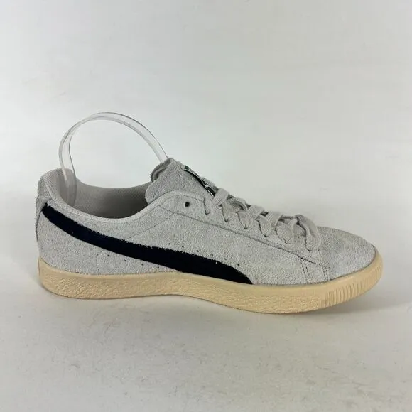 PUMA Clyde Og Walking Shoes Men's 9 Gray Hairy Suede Low Top Sneakers 393115-01