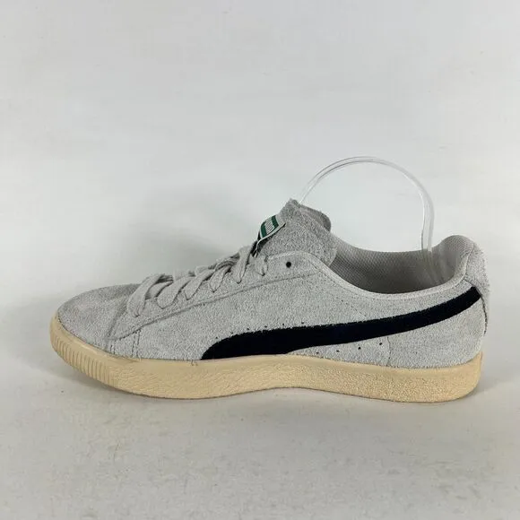 PUMA Clyde Og Walking Shoes Men's 9 Gray Hairy Suede Low Top Sneakers 393115-01