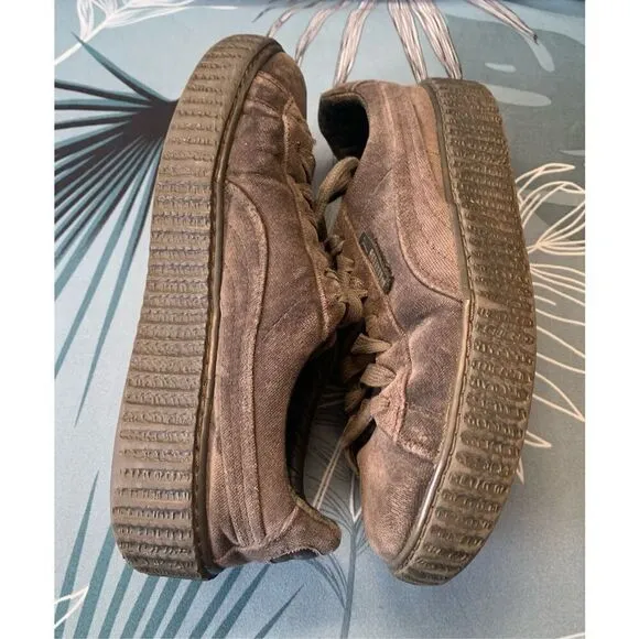 Puma Fenty By Rihanna Creeper gray Velvet SNEAKER GYM SHOES sz 7.5
