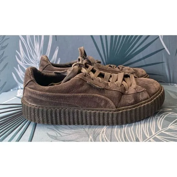 Puma Fenty By Rihanna Creeper gray Velvet SNEAKER GYM SHOES sz 7.5