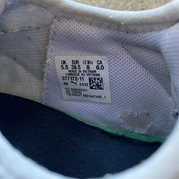 PUMA Sneakers, White, size 8