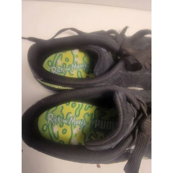 Puma X Rick And Morty Men's Black Jasmine Green Low Top Suede Sneakers Size 7