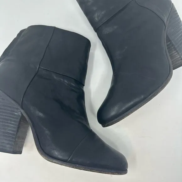 Rag &amp; Bone Newbury Boots in Black Leather Size 11 41 Heeled Zipper Shoes