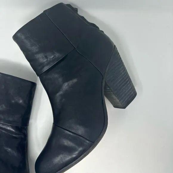 Rag &amp; Bone Newbury Boots in Black Leather Size 11 41 Heeled Zipper Shoes