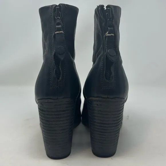 Rag &amp; Bone Newbury Boots in Black Leather Size 11 41 Heeled Zipper Shoes