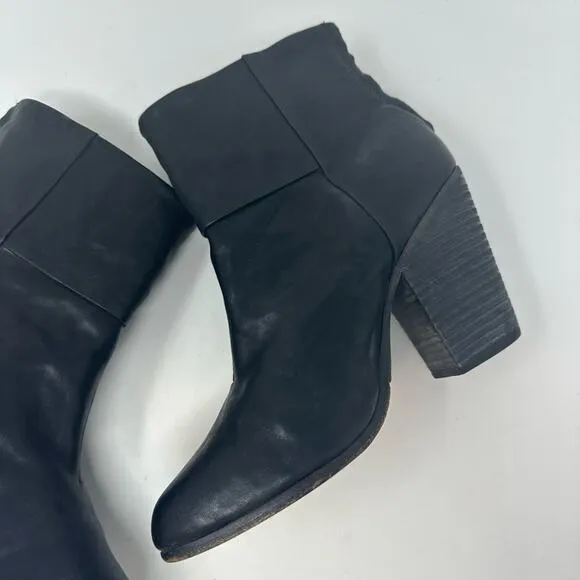 Rag &amp; Bone Newbury Boots in Black Leather Size 11 41 Heeled Zipper Shoes