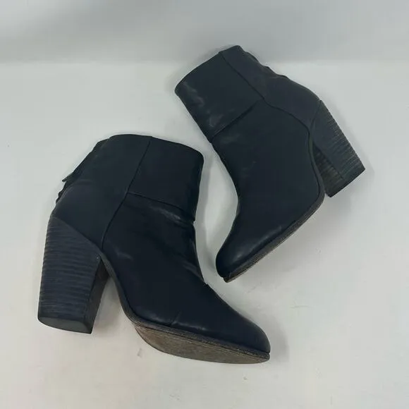 Rag &amp; Bone Newbury Boots in Black Leather Size 11 41 Heeled Zipper Shoes