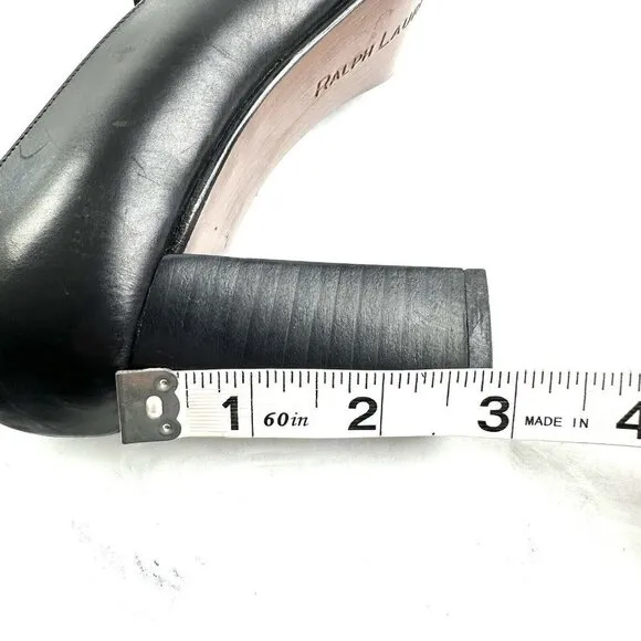 Ralph Lauren Classic Collection Loafer 6.5 Heeled Black Leather Slip On Shoes