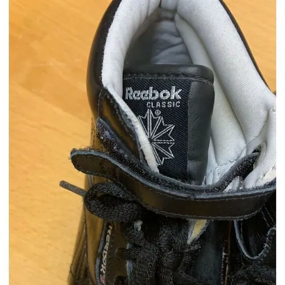 REEBOK CLASSIC 80's VTG FREESTYLE black patent high top SNEAKER GYM SHOES kids