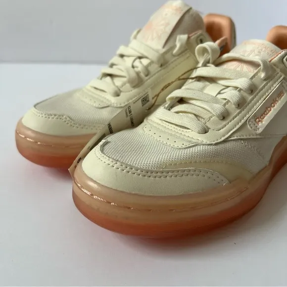 Reebok Club C Tennis Gym Shoes Sneaker Legacy White Aura Orange 6.5 Comfy Preppy