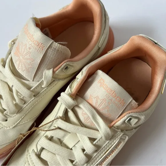 Reebok Club C Tennis Gym Shoes Sneaker Legacy White Aura Orange 6.5 Comfy Preppy