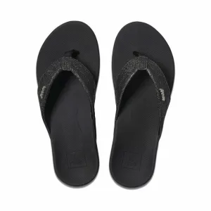 REEF WOMENS REEF ORTHO-SPRING FLIP FLOP, BLACK/BLACK GLITTER, 7 US