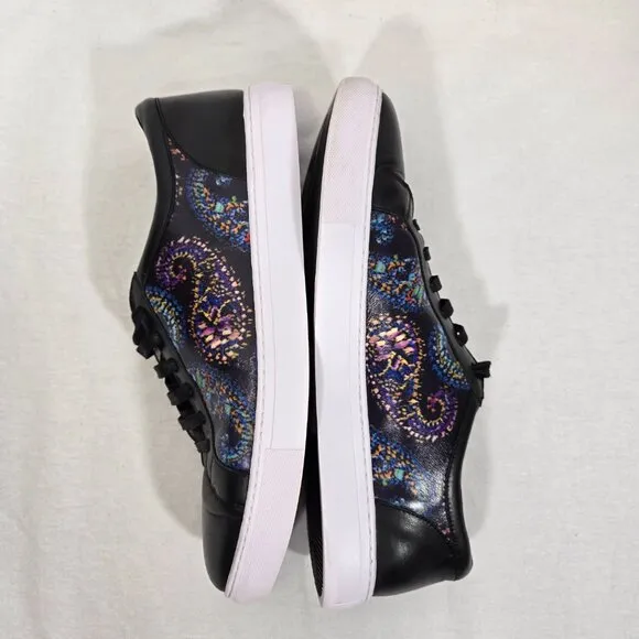 ROBERT GRAHAM Normcore Grunge Eclectic BLACK Leather Paisley Shoes Men's Size 10