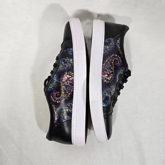 ROBERT GRAHAM Normcore Grunge Eclectic BLACK Leather Paisley Shoes Men's Size 10