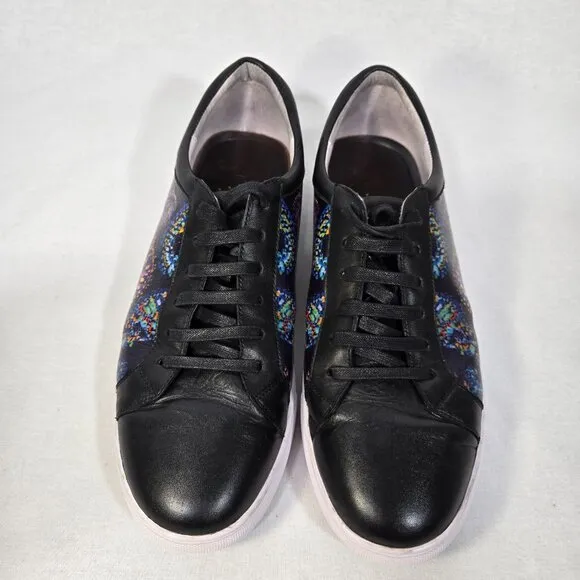 ROBERT GRAHAM Normcore Grunge Eclectic BLACK Leather Paisley Shoes Men's Size 10