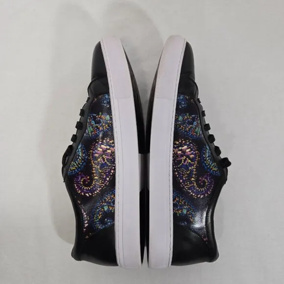 ROBERT GRAHAM Normcore Grunge Eclectic BLACK Leather Paisley Shoes Men's Size 10
