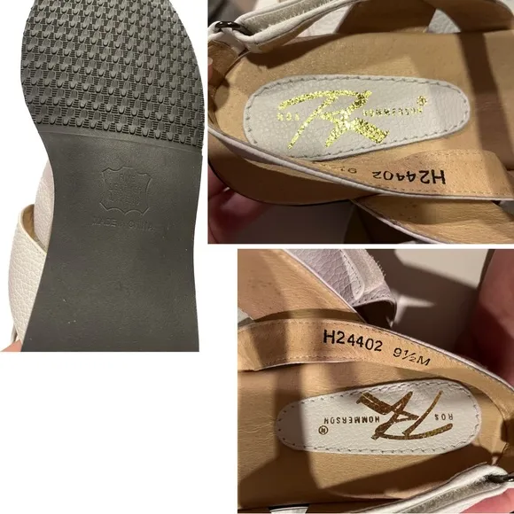 Ros Hommerson Womens Leather Vero Velcro Double Band Sling Sandal - Size 9.5 W