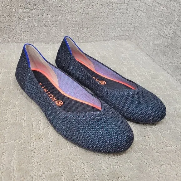 Rothy’s The Flat Women's Size 10 US Metallic Lattice Stitch Slip On Flat Shoes