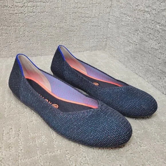 Rothy’s The Flat Women's Size 10 US Metallic Lattice Stitch Slip On Flat Shoes