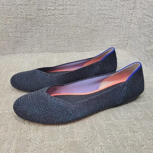 Rothy’s The Flat Women's Size 10 US Metallic Lattice Stitch Slip On Flat Shoes