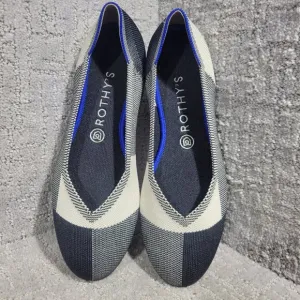 Rothys The Flat Women's Size 9.5 US Cap-toe Black White Round Toe Slip on Shoes