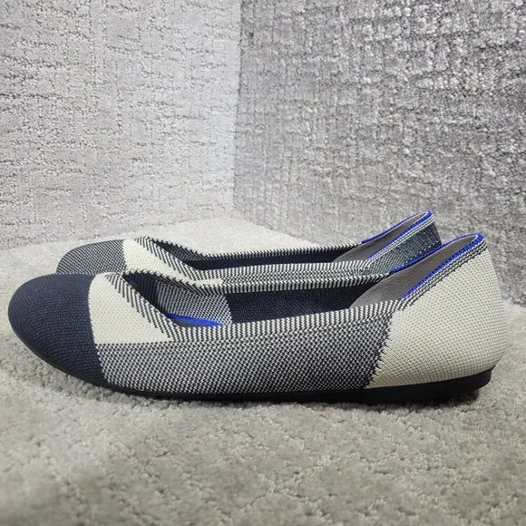 Rothys The Flat Women's Size 9.5 US Cap-toe Black White Round Toe Slip on Shoes