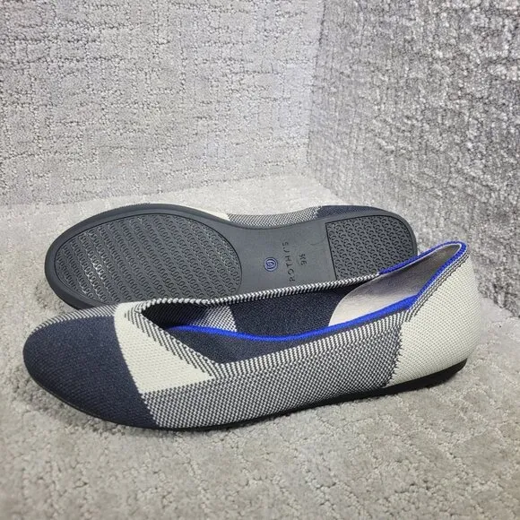 Rothys The Flat Women's Size 9.5 US Cap-toe Black White Round Toe Slip on Shoes