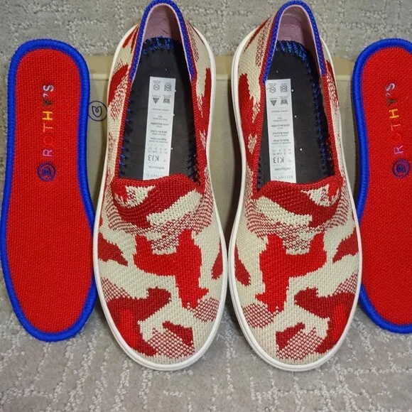 Rothys The Kids Sneaker Little Kids Size 13 US Red Llama Round Toe Slip on Shoes