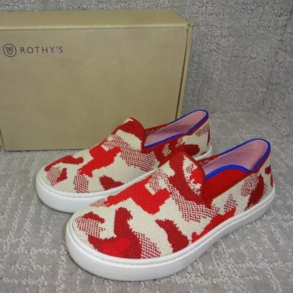 Rothys The Kids Sneaker Little Kids Size 13 US Red Llama Round Toe Slip on Shoes