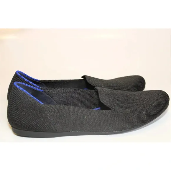 Rothy’s The Loafer Black Knit Slip On Flats Shoes Womens 7