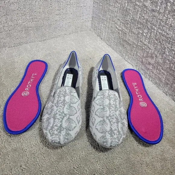 Rothy's The Loafer Women's Size 6 US Grey Snake Round Toe Slip on Flat Shoes