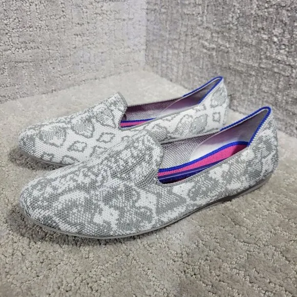Rothy's The Loafer Women's Size 6 US Grey Snake Round Toe Slip on Flat Shoes