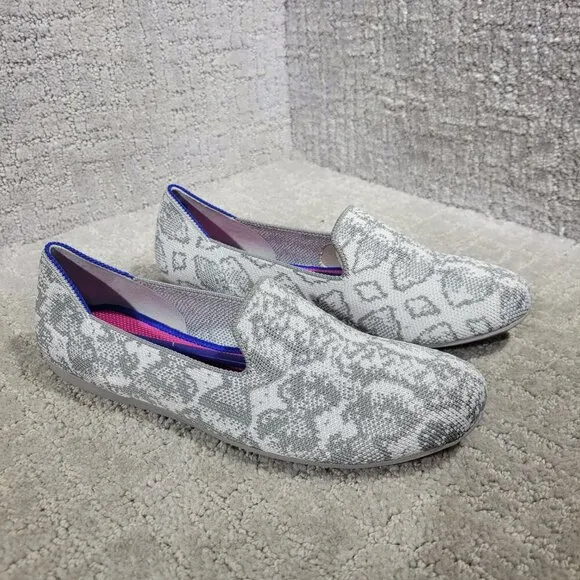 Rothy's The Loafer Women's Size 6 US Grey Snake Round Toe Slip on Flat Shoes