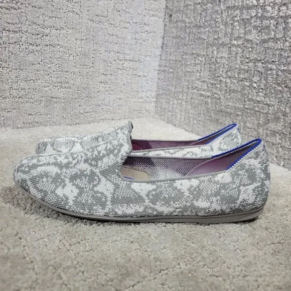 Rothy's The Loafer Women's Size 6 US Grey Snake Round Toe Slip on Flat Shoes