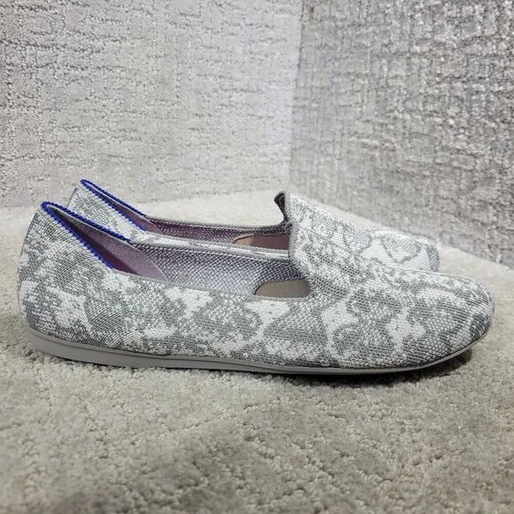 Rothy's The Loafer Women's Size 6 US Grey Snake Round Toe Slip on Flat Shoes