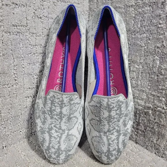 Rothy's The Loafer Women's Size 6 US Grey Snake Round Toe Slip on Flat Shoes