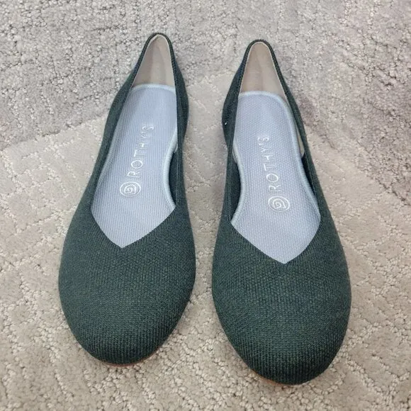 Rothys The Merino Women's Size 8 US Ivy Green Wool Flats Round Toe Slip on Shoes
