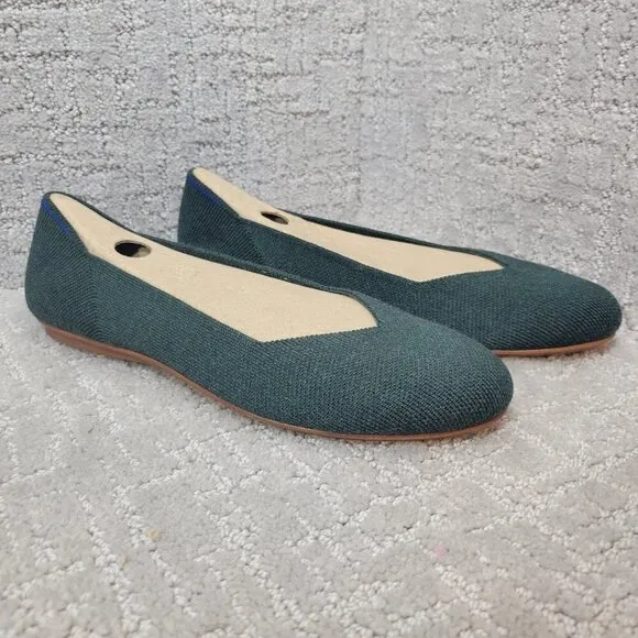 Rothys The Merino Women's Size 8 US Ivy Green Wool Flats Round Toe Slip on Shoes