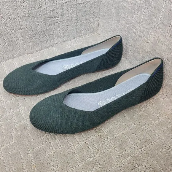 Rothys The Merino Women's Size 8 US Ivy Green Wool Flats Round Toe Slip on Shoes