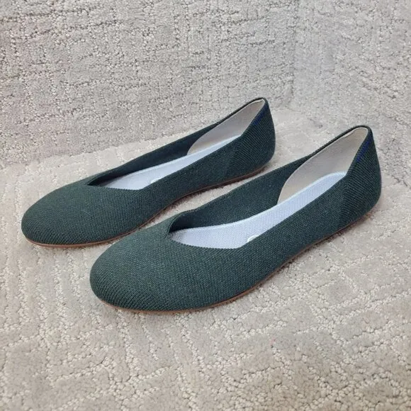 Rothys The Merino Women's Size 8 US Ivy Green Wool Flats Round Toe Slip on Shoes