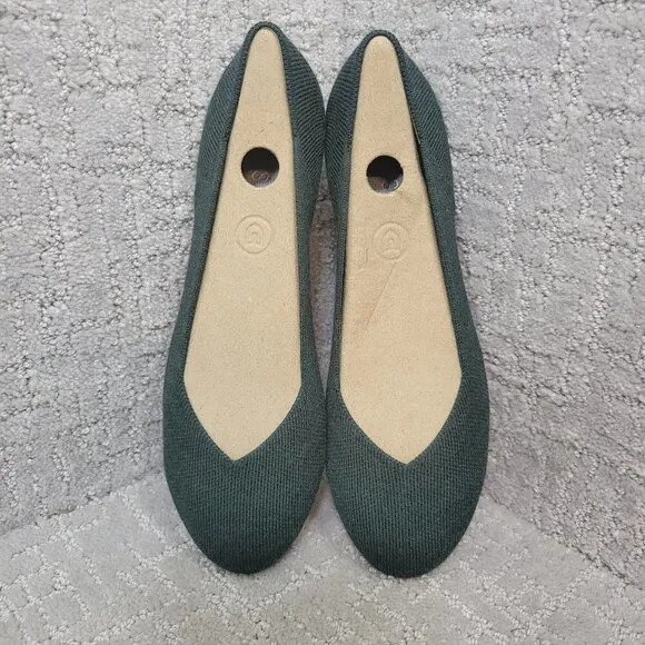 Rothys The Merino Women's Size 8 US Ivy Green Wool Flats Round Toe Slip on Shoes