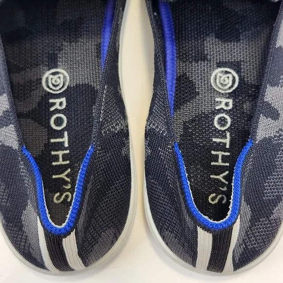 Rothys The Original Slip On Sneaker Womens Size 9 Gray Black Camo Knit Shoes