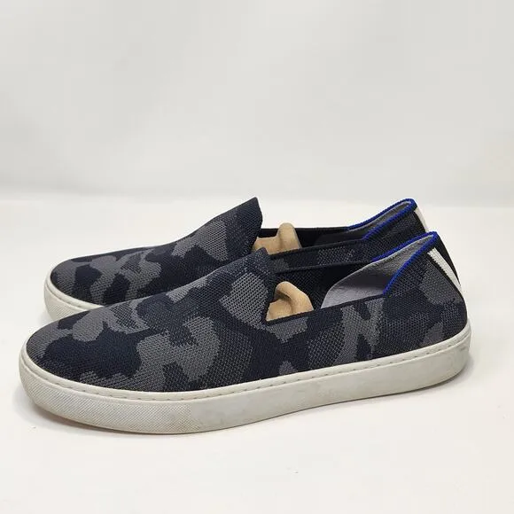 Rothys The Original Slip On Sneaker Womens Size 9 Gray Black Camo Knit Shoes