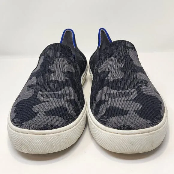 Rothys The Original Slip On Sneaker Womens Size 9 Gray Black Camo Knit Shoes