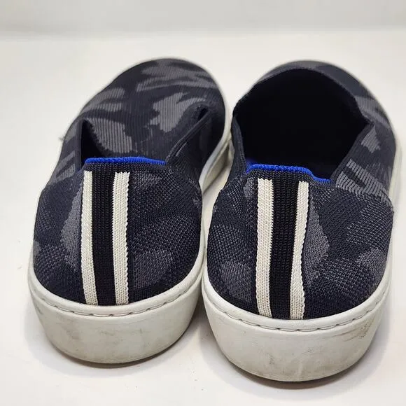 Rothys The Original Slip On Sneaker Womens Size 9 Gray Black Camo Knit Shoes