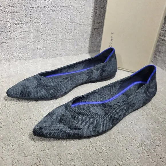 Rothy’s The Point Women's Size 6 US Grey Camo Pointed Toe Slip on Flat Shoes